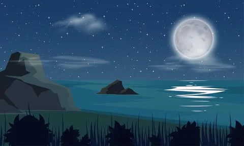 Night view scene illustration Stock Illustration