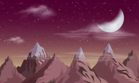 Night view scene illustration Stock Illustration