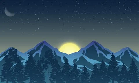 Night view scene illustration Stock Illustration