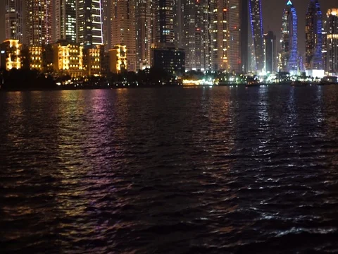Night view from the sea Stock Footage 74193378