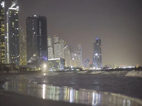 Night view from the sea Stock Footage 74193521