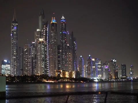 Night view from the sea Stock Footage 74194093