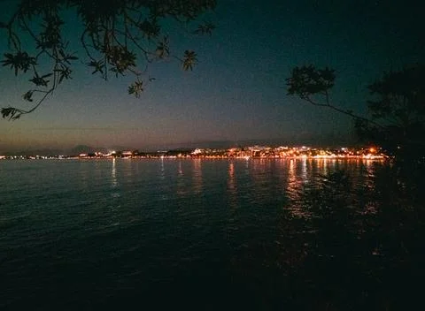 Night view of the Side beach in Turkey Stock Photos