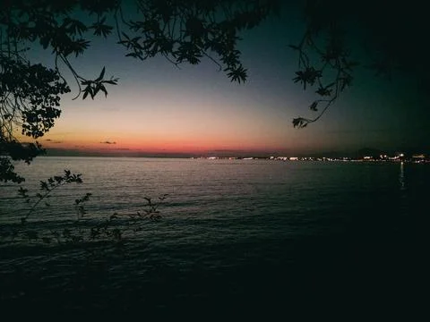 Night view of the Side beach in Turkey Stock Photos