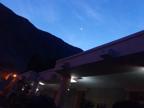 Night view of sky with a tiny moon which shows the starting of Ramadhan Stock Photos