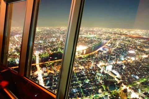 Night view from Sky Tree observatory Stock Photos