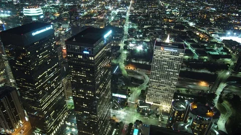 Night View Of Skyscraper 4k Stock Footage 70178978
