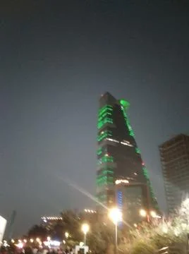 The night view with skyscraper building Stock Photos