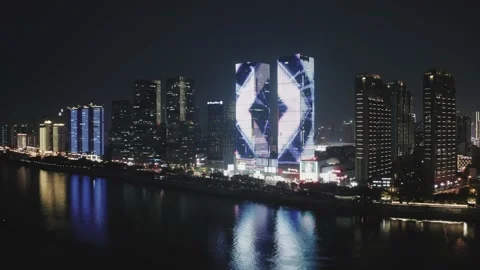 Night View of Skyscrapers in Changsha Stock Footage 167443358