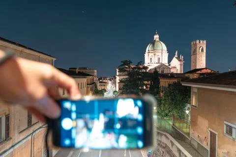 Night view with smartphone Stock Photos