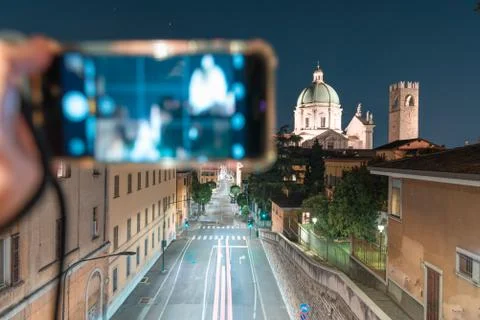 Night view with smartphone Stock Photos