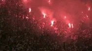 Night View Of Soccer Fans Becoming Unruly Stock Footage