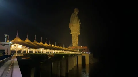 Night View at Statue of Unity. Stock Footage 261023764