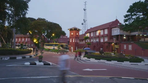 Night view of the streets and churches of Malacca,Malaysia Stock Footage 135210309