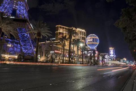 Night view of the Strip in the center of Las Vegas. Stock Photos