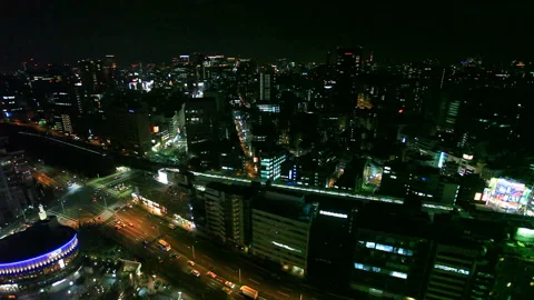 Night View of Suidobashi Intersection, Marunouchi Buildings, and JR Suidobashi Stockbeeldmateriaal 330320152