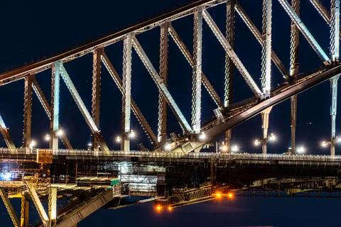 Night view of Sydney Bridge Stock Photos