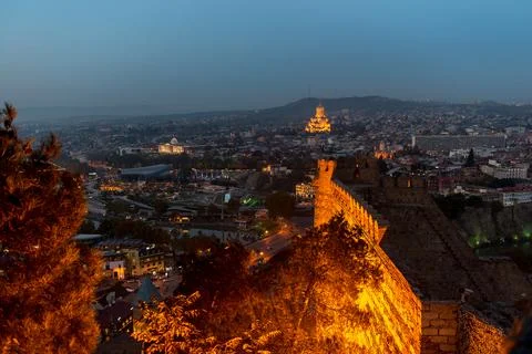 Night view of Tbilisi Stock Photos