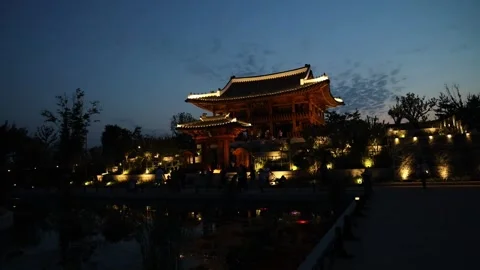 Night view of the temple 스톡 동영상 310079911