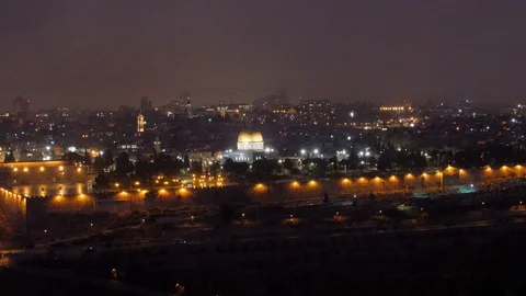 Night view of the Temple Mount in Jerusalem Stock Footage 124031413
