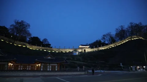 Night view of the temple in mountain Video stock 303398978