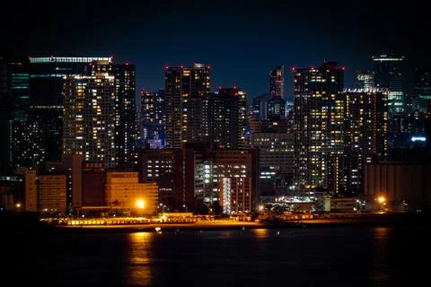 Night view of Tokyo seen from Odaiba, Tokyo Stock Photos