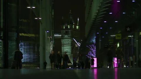 Night view of Tower Bridge from More London Riverside Video stock 217048018