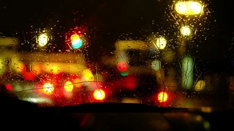 Night view on traffic jam, windshield or car window Stock-Footage 296163864