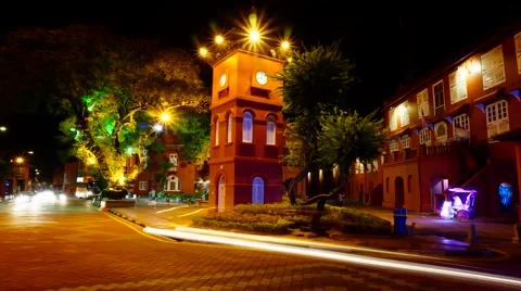 Night view with traffic rushing at Malacca City. Stock Footage 58930749