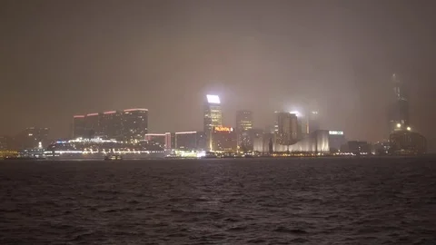 Night view of Tsim Sha Tsui in Kowloon Stock Footage 72912746