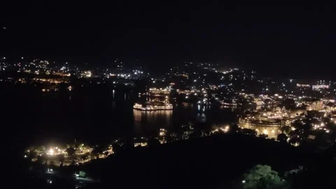Night view of Udaipur city Stock Footage 345704224