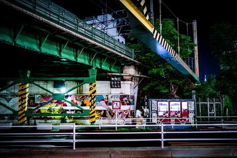 Night view under the elevated Shibuya Stock Photos