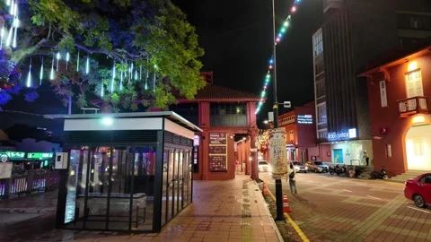 Night view of unique texture of Melaka old town. 스톡 동영상 317307782