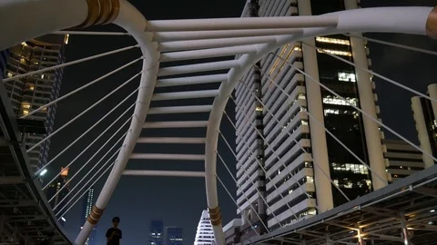 Night view of urban life in Asia Stock Footage 113393553