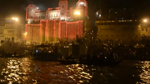 Night view varanasi Stock Footage 46045806