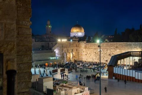 Night view of the wall in Jerusalem Stock Photos