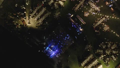 Night view of the wedding dance floor, taken by drone Stock Footage 201848517