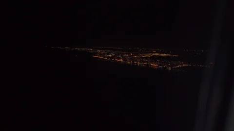 Night view from window airplane. Stock Footage 98290044