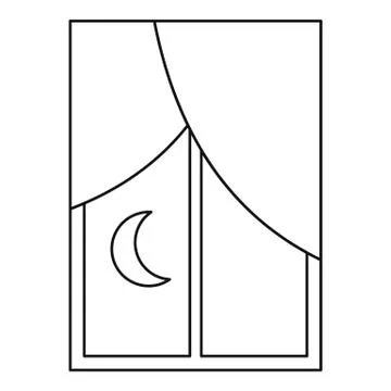 Night view from the window icon, outline style Stock Illustration