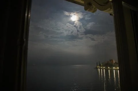 Night view from the window. 库存照片