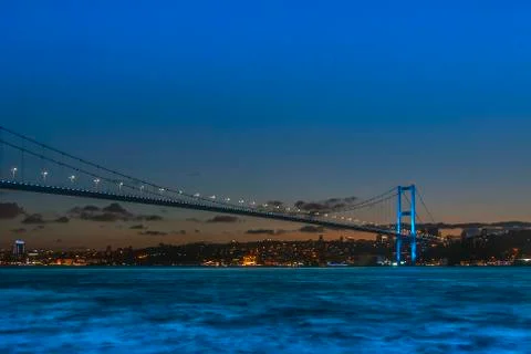 Night views of the Bosphorus Bridge Stock Photos