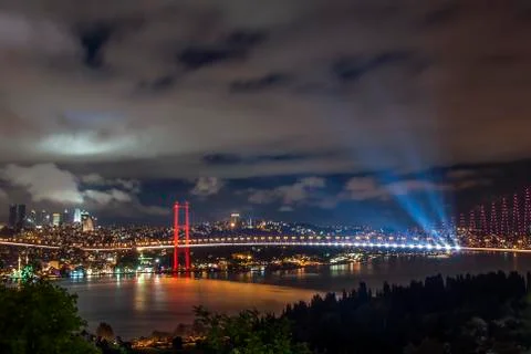Night views of the Bosphorus Bridge Stock Photos