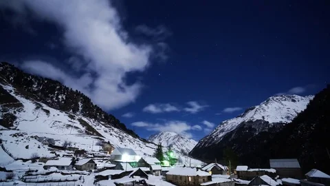 Night in the village Stock Footage 74356807