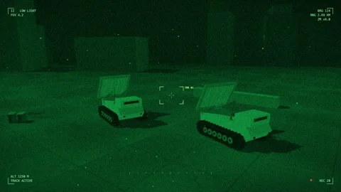 Night vision counter battery radar in a firing position Stock Footage 342301640