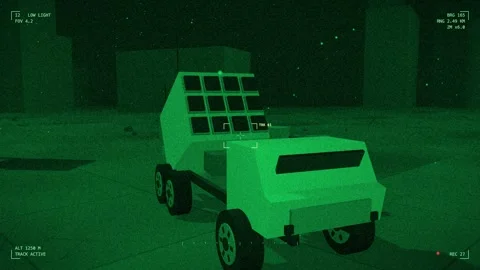 Night vision drone swarm launcher on a forward pad Stock Footage 342301982