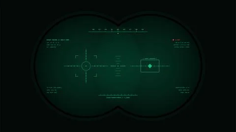 Night vision goggles tactical reconnaissance HUD overlay vector screen Stock Illustration