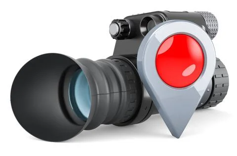 Night vision monocular with map pointer. 3D rendering Night vision monocul... Stock Photos