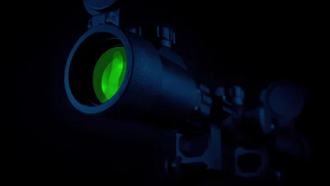 Night Vision Scope On Rifle Closeup Stock Footage 327490641