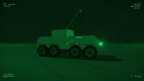 Night vision view of a blast from ground level Stock Footage 342390365