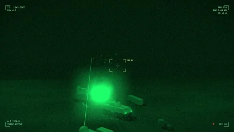Night vision view of a drone swarm attacking 库存影片 342391503